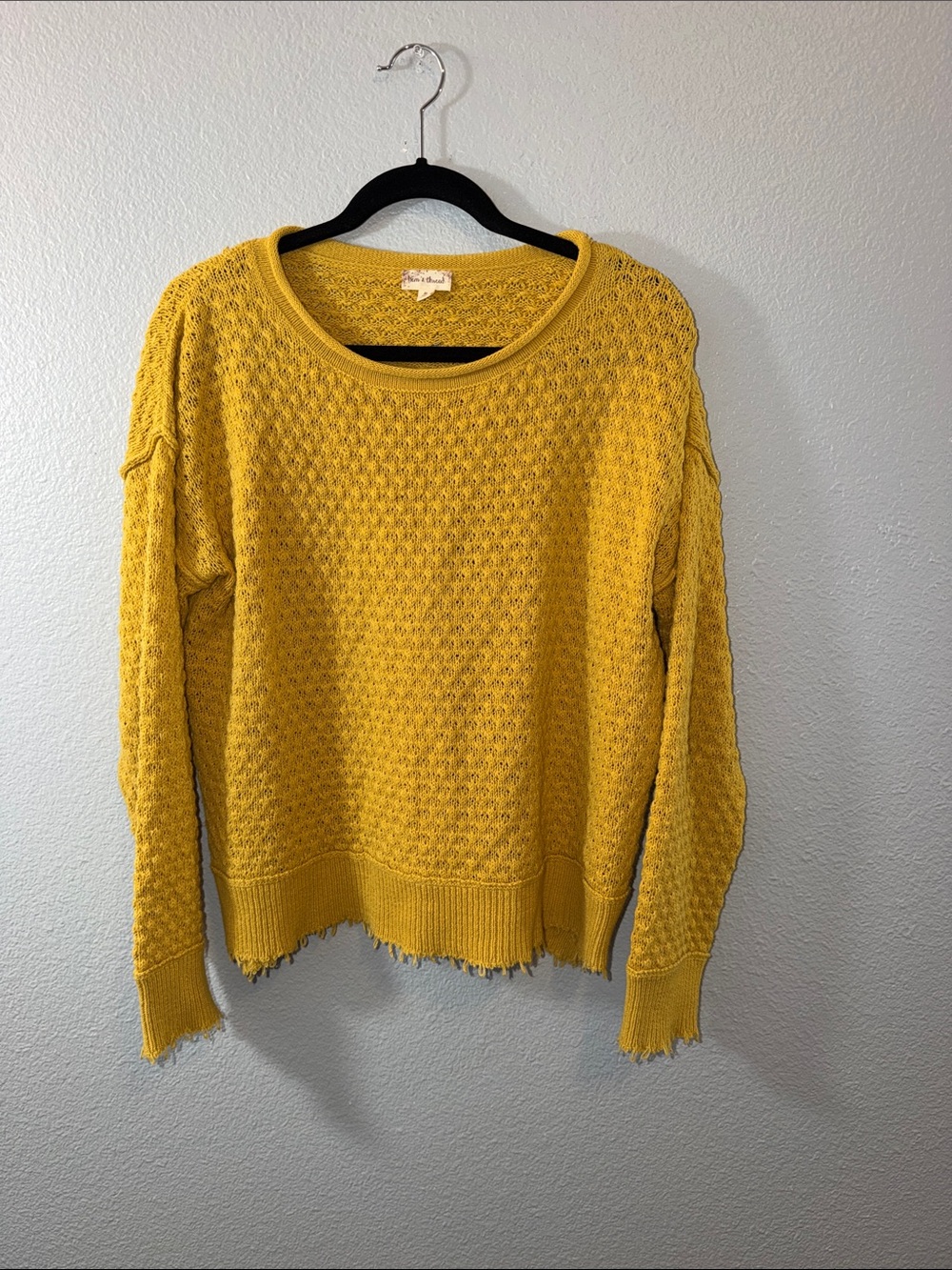 Hem & Thread Mustard Textured Crewneck Sweater